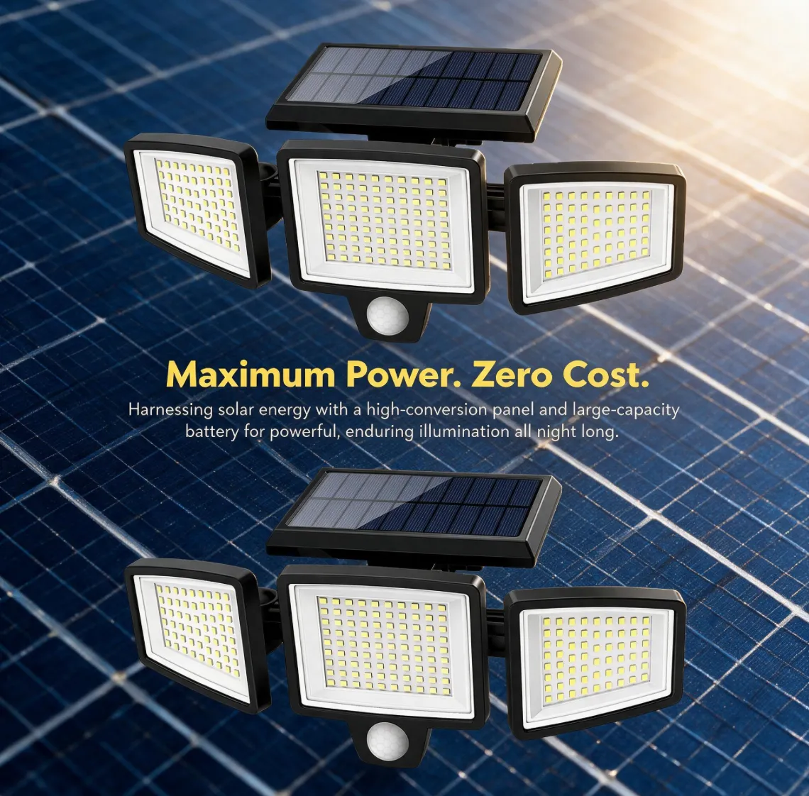 Solar 3-Head Sensor Flood Light for Yard and Gate scene preview
